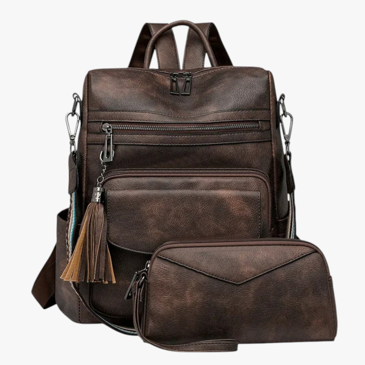 Faux Leather Backpack with Padded, Adjustable Shoulder Straps