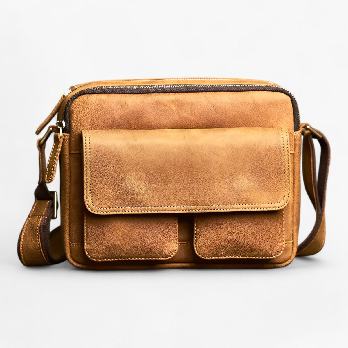 Faux Leather Messenger Bag for Work and Travel