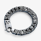 Graverat silverfärgat armband med Tang-mönster för herr