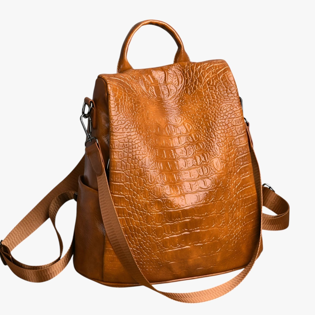 Soft Faux Leather Backpack with Anti-Theft Back Zip Pockets