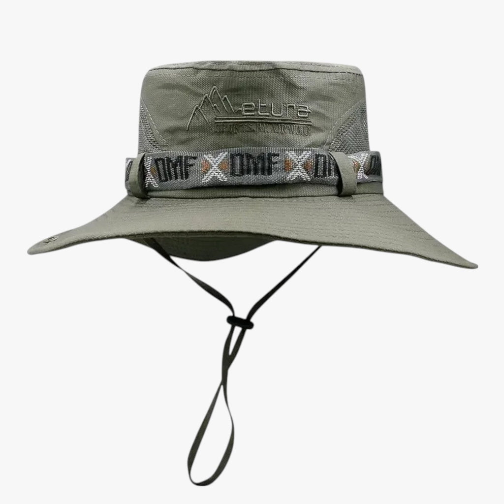 Sombrero de sol de ala ancha para hombre con paneles de malla transpirable