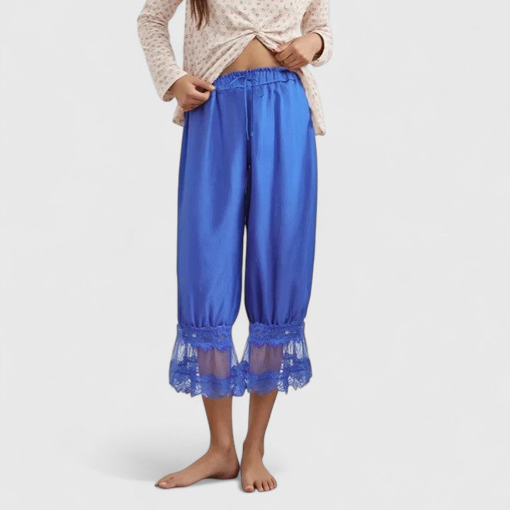 Patchwork Lace Pattern Trousers with Relaxed Fit