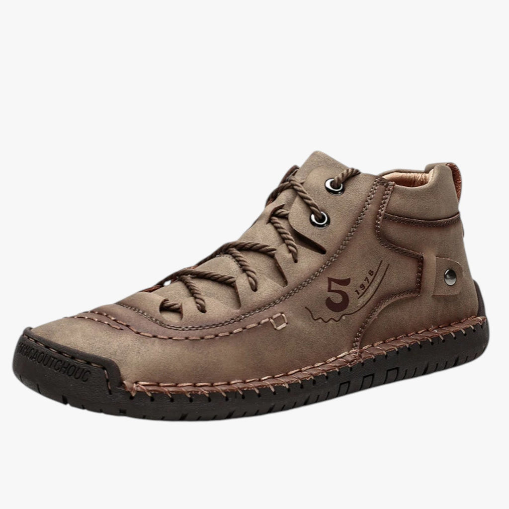 Hand-Stitched Faux Leather Loafers with Flexible Sole