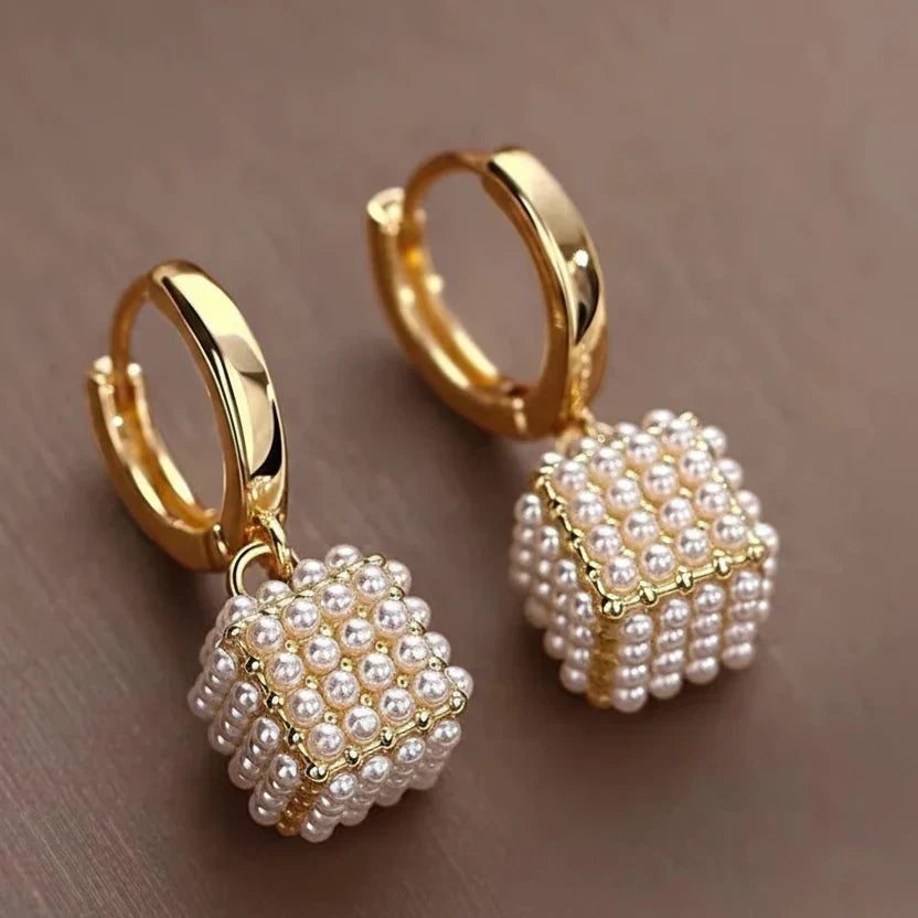 Faux Pearl Cluster Statement Earrings for Special Occasions