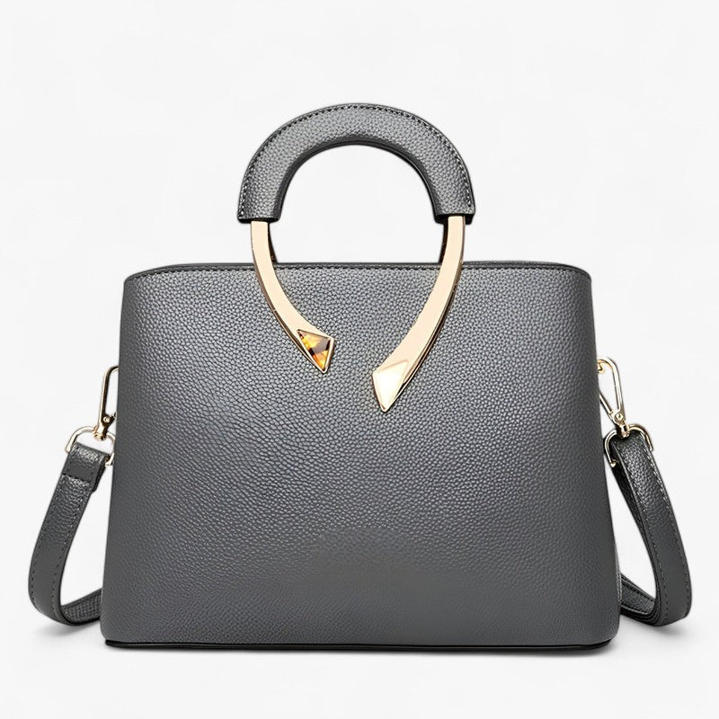 Faux Leather Tote Bag with Multiple Interior Pockets