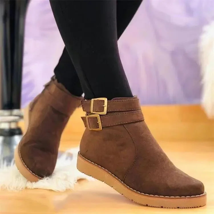 Flat Ankle Boots with Zip Fastening