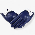 Warm Lined Gloves with Touchscreen Tips and Bow Detail