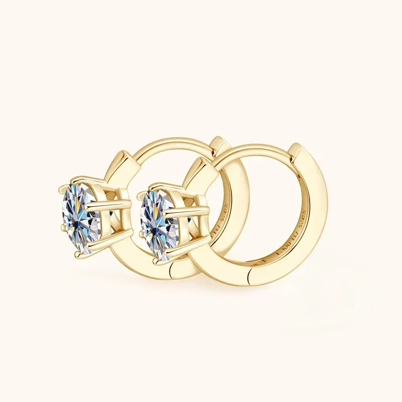 Six-Claw Zirconia Stud Earrings with Classic Setting