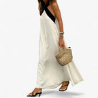 Halter Neck Maxi Dress with Plunging V-Neckline
