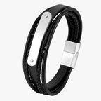 Personalised Braided Faux Leather Bracelet with Engraved Initial