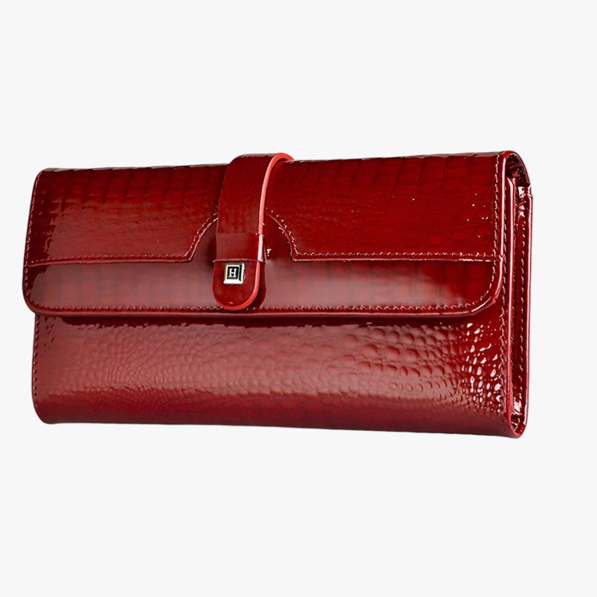 Glossy Faux Leather Clutch and Wallet Combo