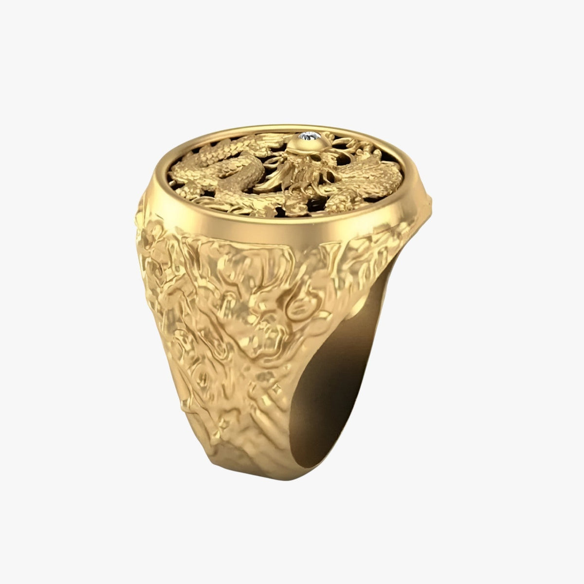 Gold-Tone Dragon Statement Ring in Stainless Steel