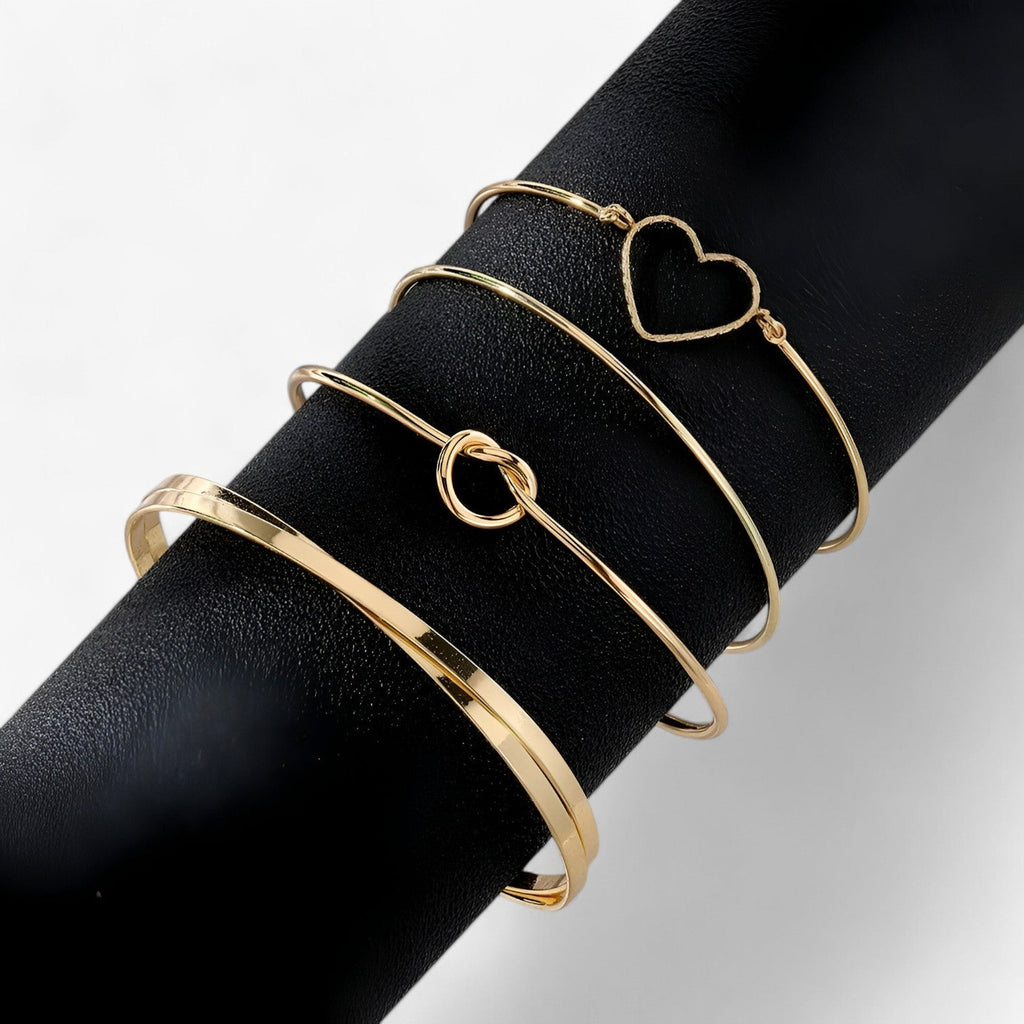 Interwoven Stainless Steel Bracelet Set for Stacking
