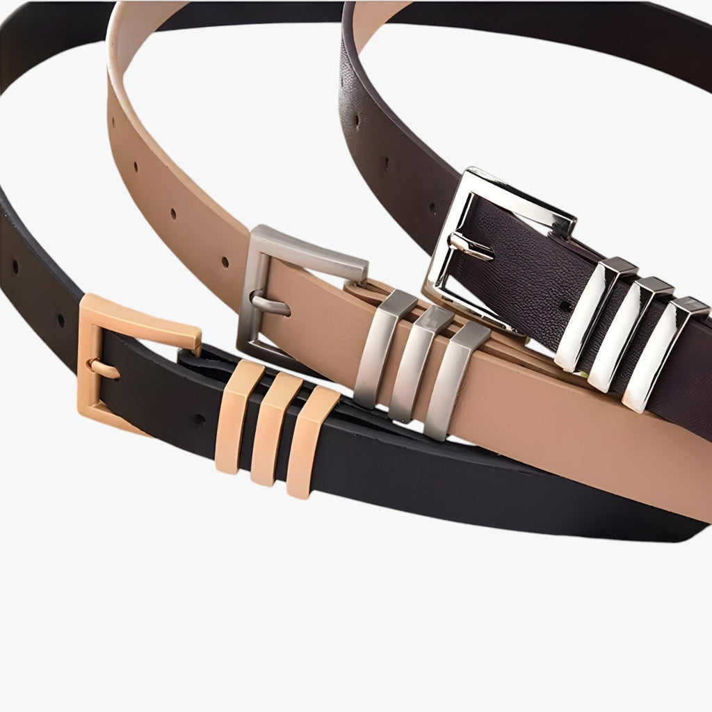 Versatile Belt with Gold-Tone Buckle for Work and Casual Wear
