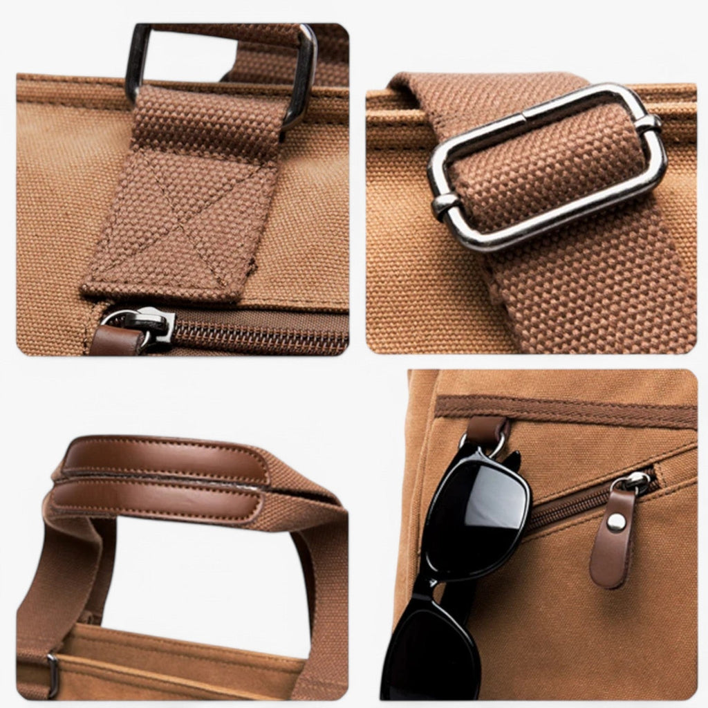 Vintage Canvas Shoulder Bag with Laptop Storage