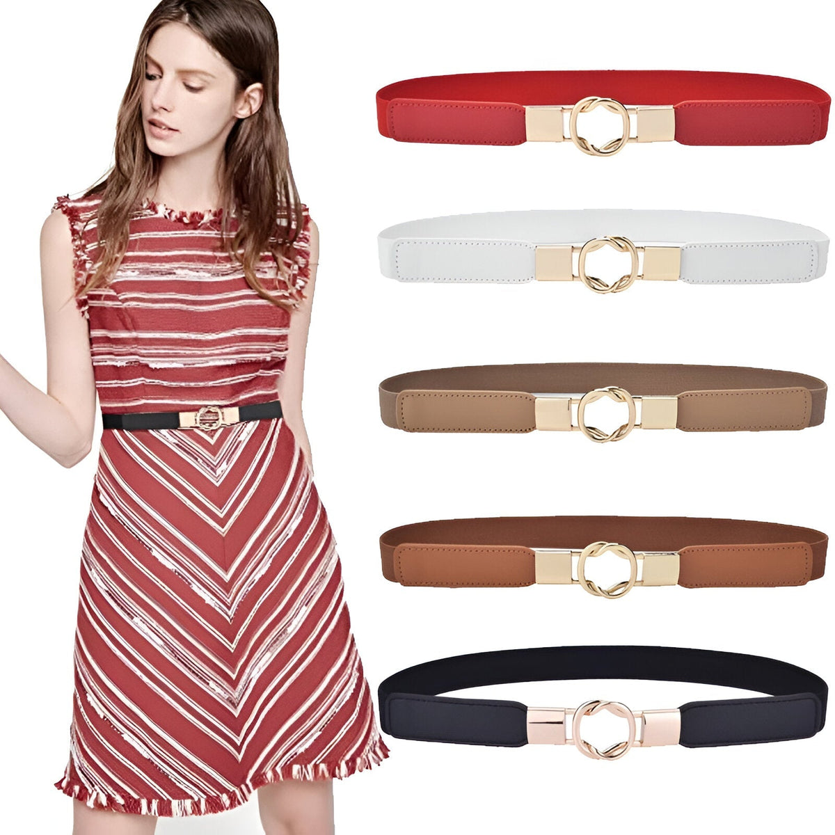 Thin Elastic Waist Belt for Dresses and Plus Sizes