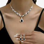 Rhinestone Drop Necklace and Earrings Bridal Set