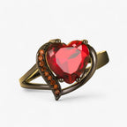 Celtic-Pattern Ring Set with Heart-Shaped Stone