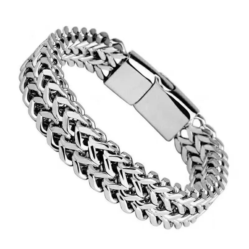 Stainless Steel Bracelet with Hidden Clasp Closure