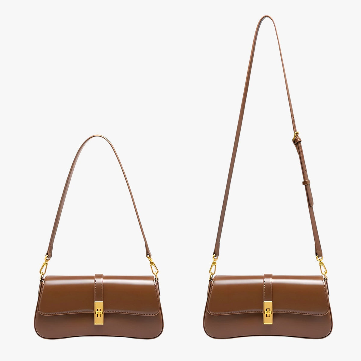 Faux Leather Baguette Bag with Adjustable Strap