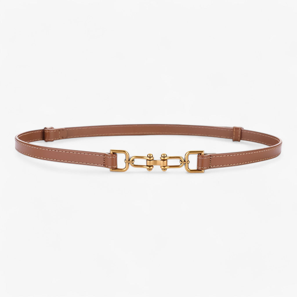 Adjustable Faux Leather Belt with Polished Buckle