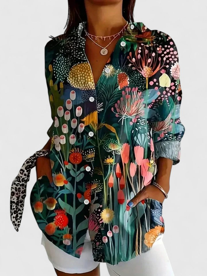 Colourful Print Blouse with Relaxed Fit