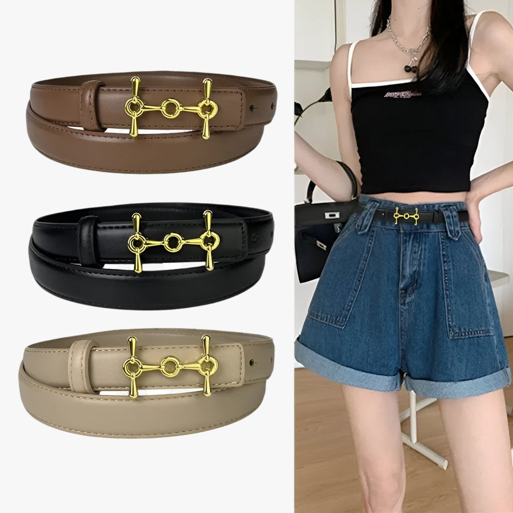 Soft Faux Leather Belt with Adjustable Buckle and Timeless Design