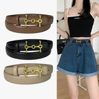 Soft Faux Leather Belt with Adjustable Buckle and Timeless Design