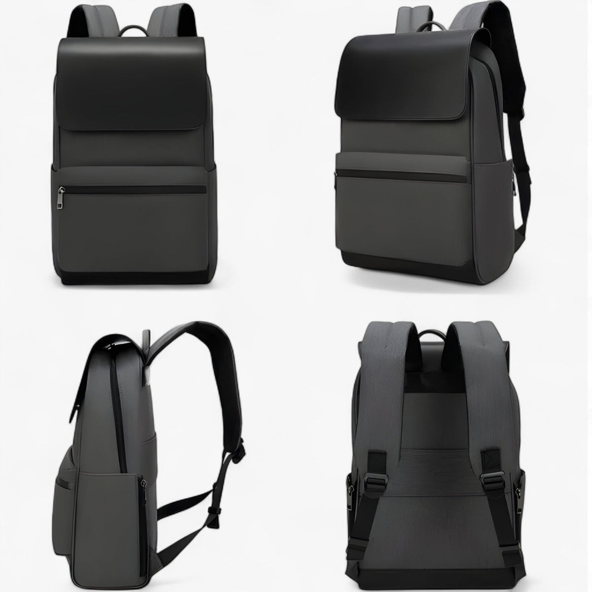 Hard-Shell Backpack with Hidden Zippers and USB Port