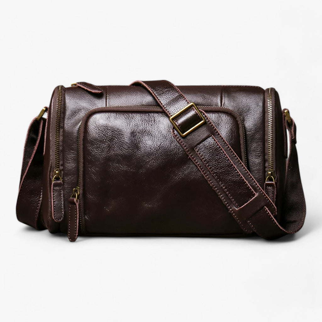 Vintage Structured Shoulder Bag with Multiple Compartments