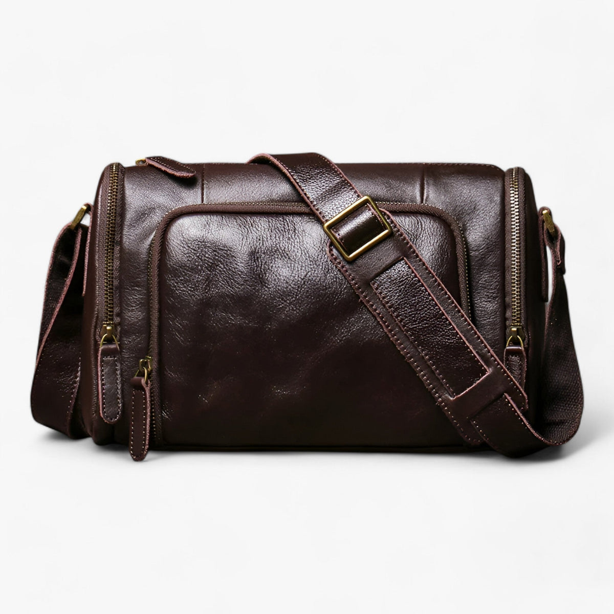Vintage Structured Shoulder Bag with Multiple Compartments