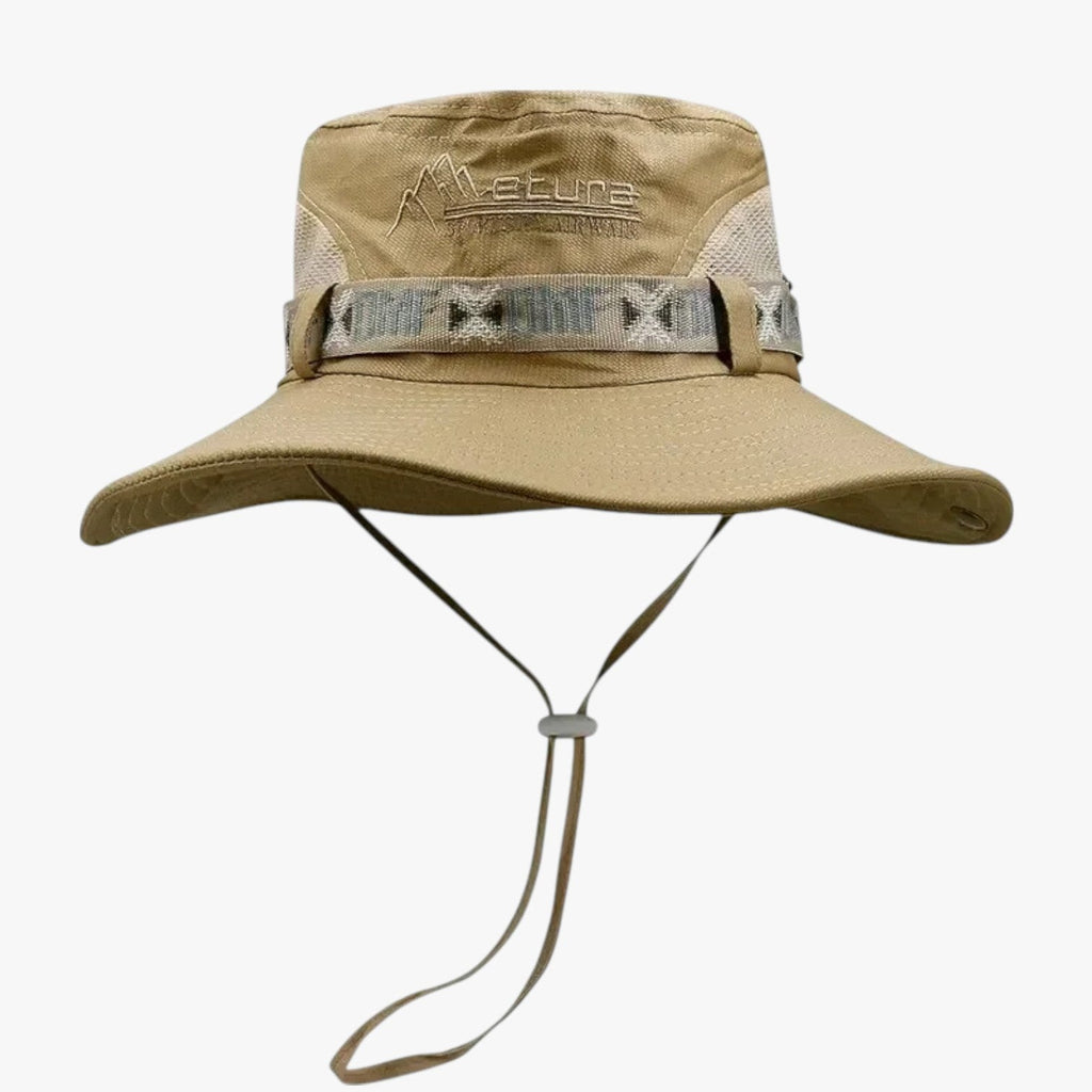 Sombrero de sol de ala ancha para hombre con paneles de malla transpirable