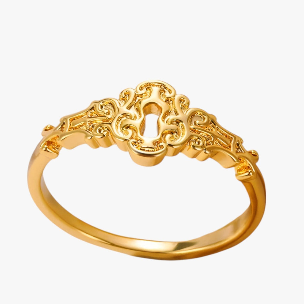 Anillo de candado en tono dorado resistente al agua