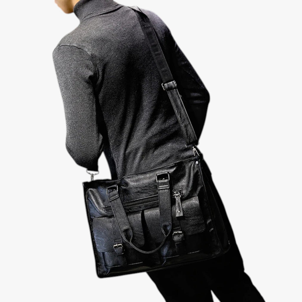 Bolso de hombro de piel sintética PU con compartimento para portátil para el trabajo
