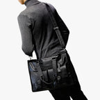 Bolso de hombro de piel sintética PU con compartimento para portátil para el trabajo