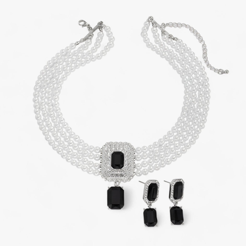 Multi-Layered Pearl Necklace and Earring Set for Occasions