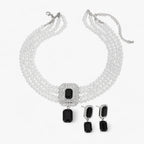 Multi-Layered Pearl Necklace and Earring Set for Occasions
