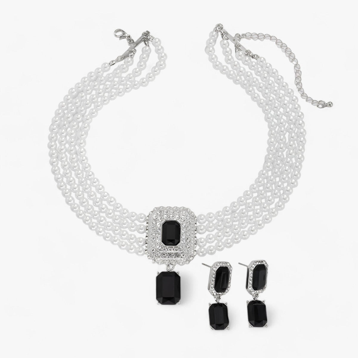 Multi-Layered Pearl Necklace and Earring Set for Occasions