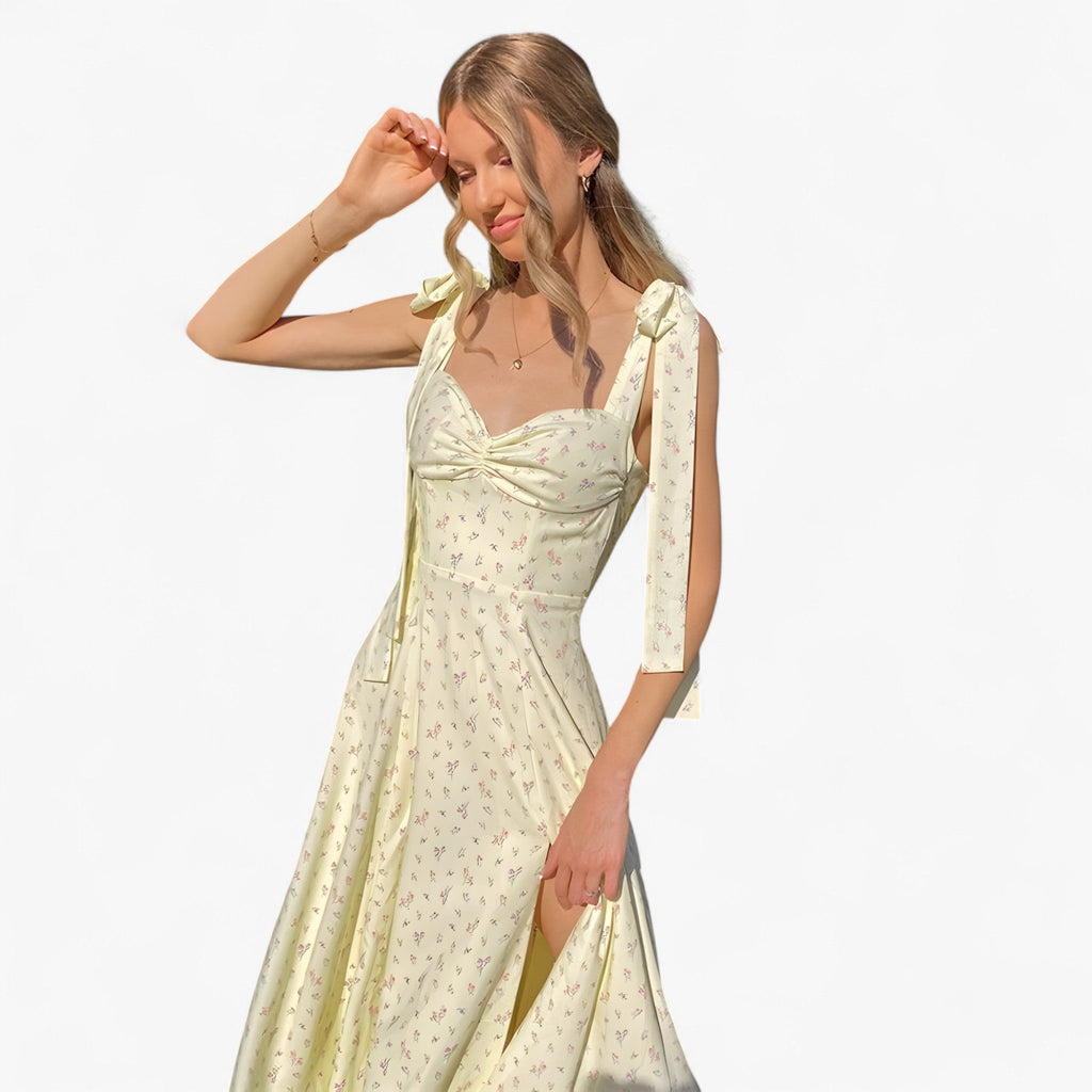 Vestido de estampado floral con cintura drapeada para la primavera