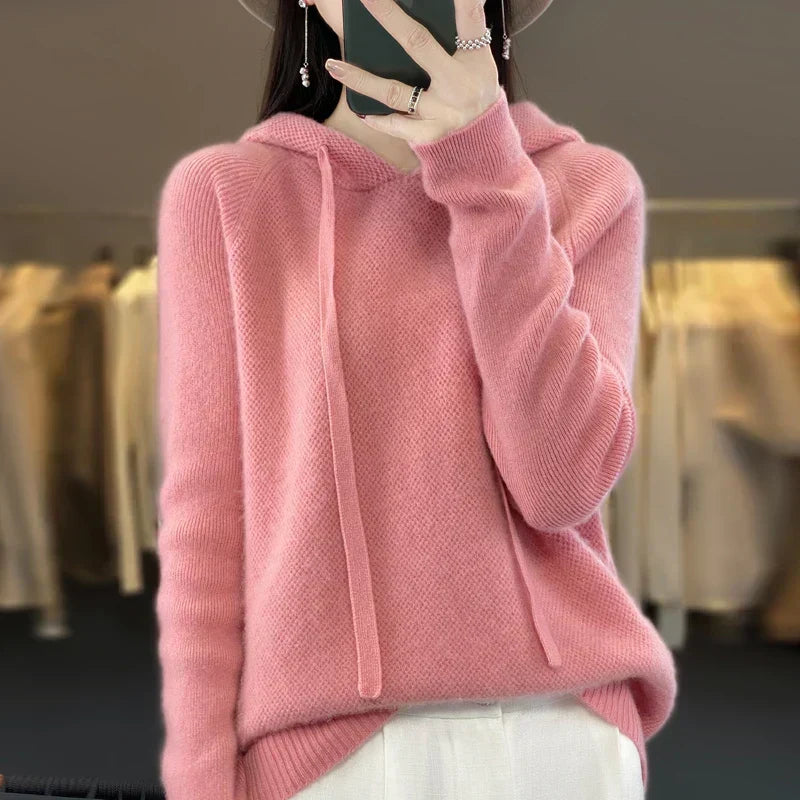 Hooded Sweatshirt with Collar and Soft Warm Feel