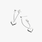 Heart-Shaped Silver-Tone Earrings, Hypoallergenic
