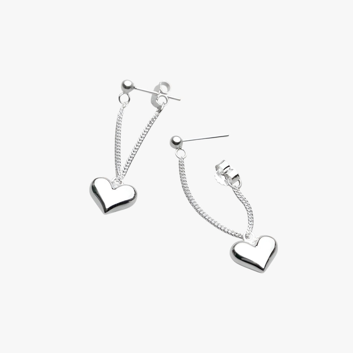 Heart-Shaped Silver-Tone Earrings, Hypoallergenic