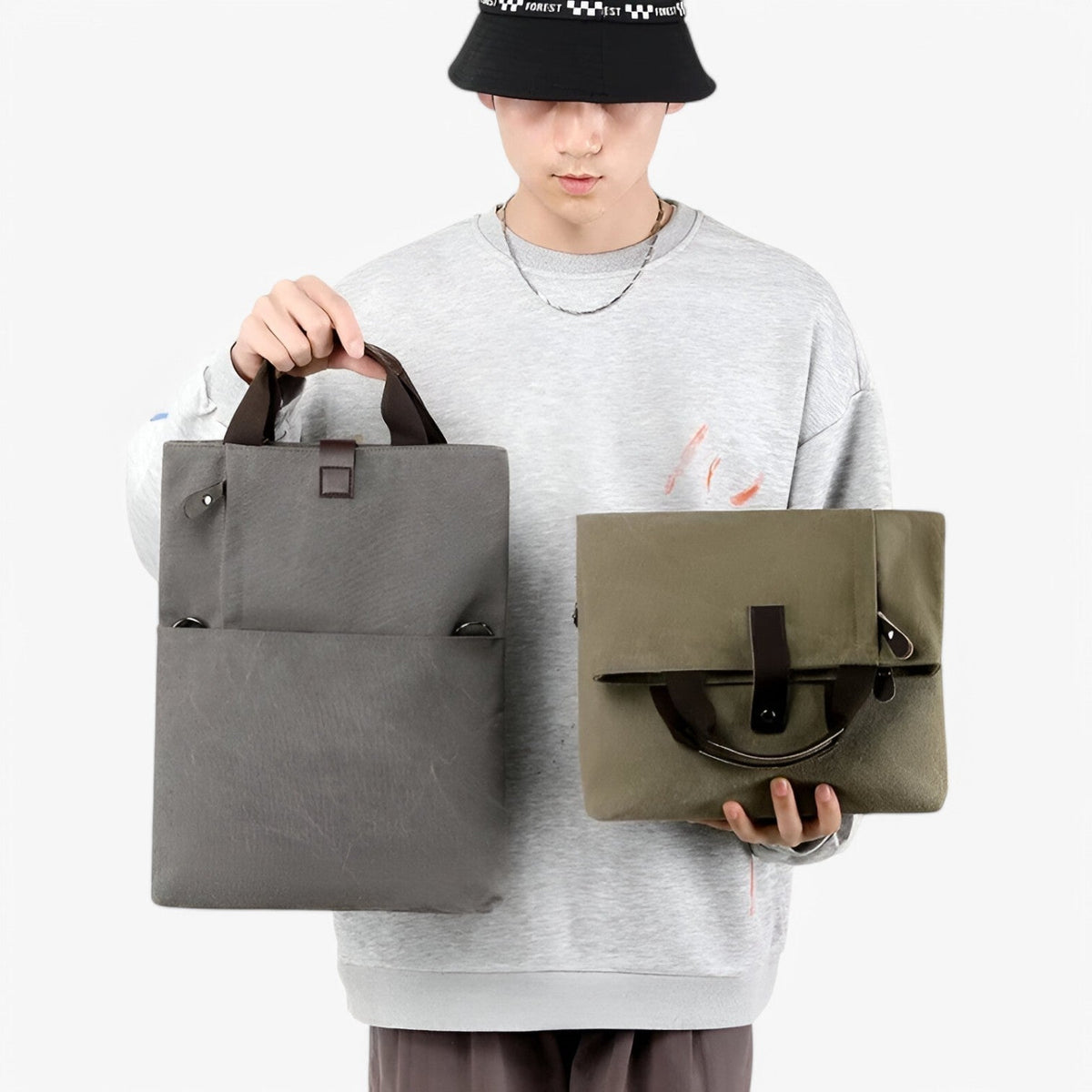 Bolso de hombro de lona con correa ajustable para el trabajo y los viajes