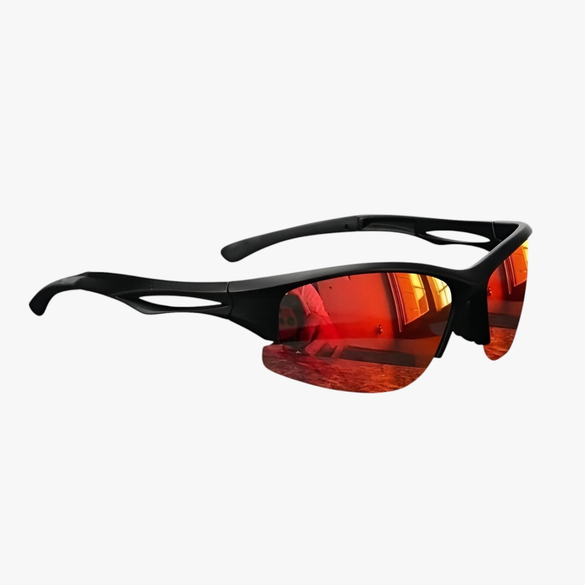 Polarised half-frame sport sunglasses with a unisex fit