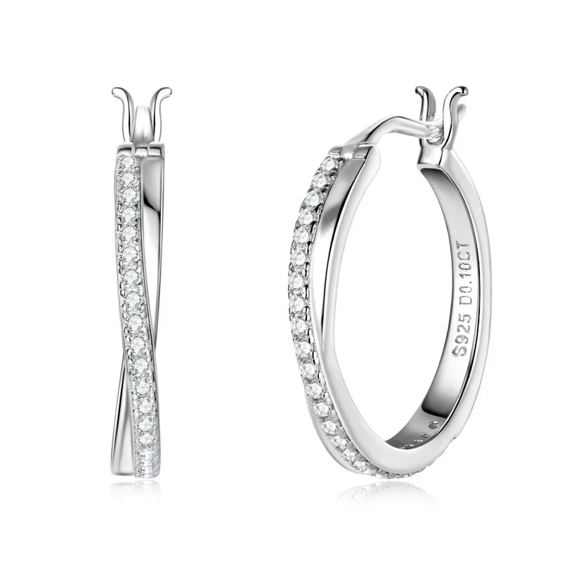Zirconia Braided Hoop Earrings with Colour Choice and Rich Texture