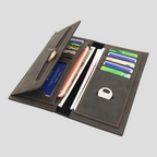 Slim Faux Leather Business Wallet with Card Compartments