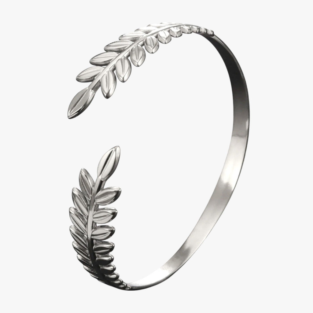 Laurel Leaf Bangle Bracelet, Boho-Inspired Design