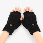 Ribbed Knit Gloves with Foldover Fingertips