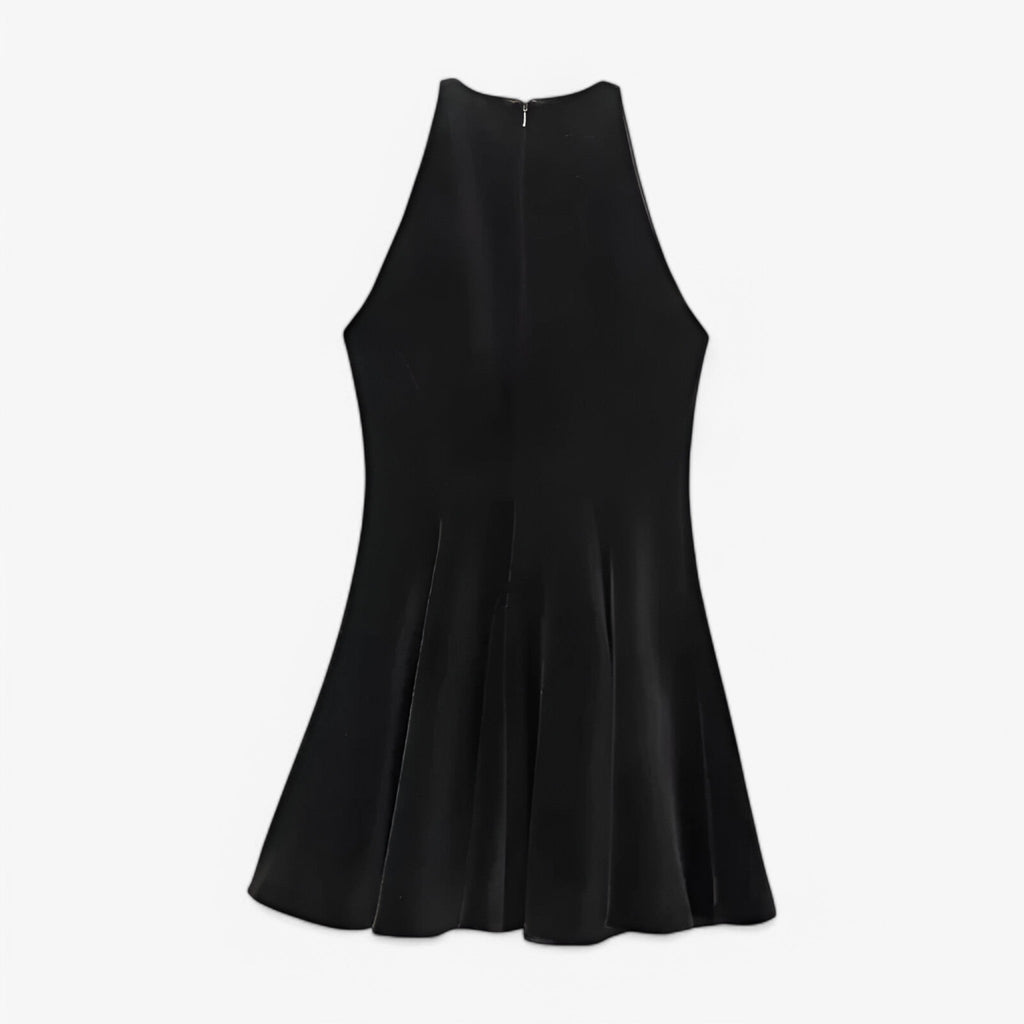 Minivestido de terciopelo sin mangas con cuello redondo