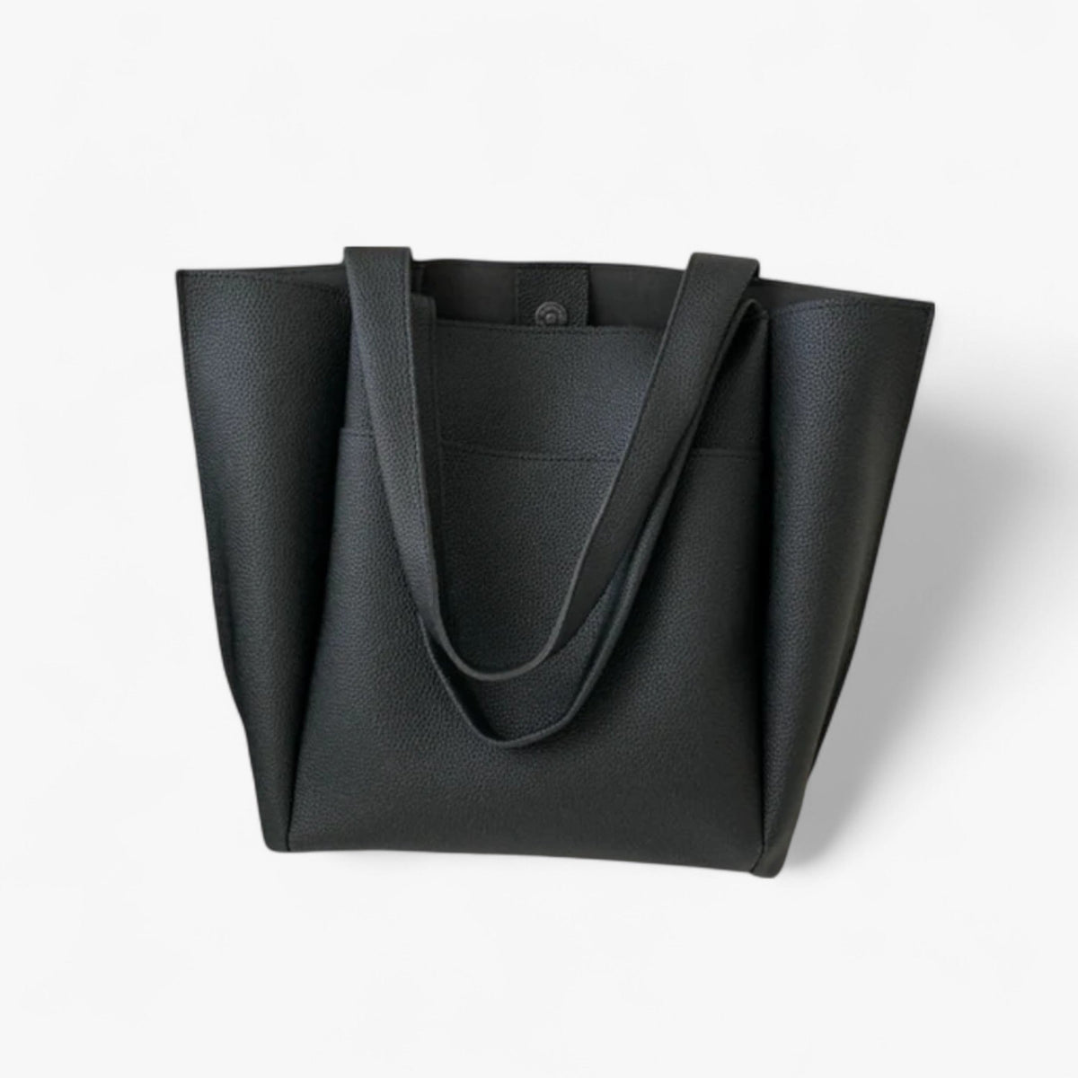 Vegan Leather Shoulder Tote with Magnetic Closure